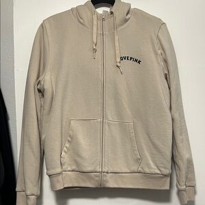 Love Pink Beige Zip-Up Hoodie